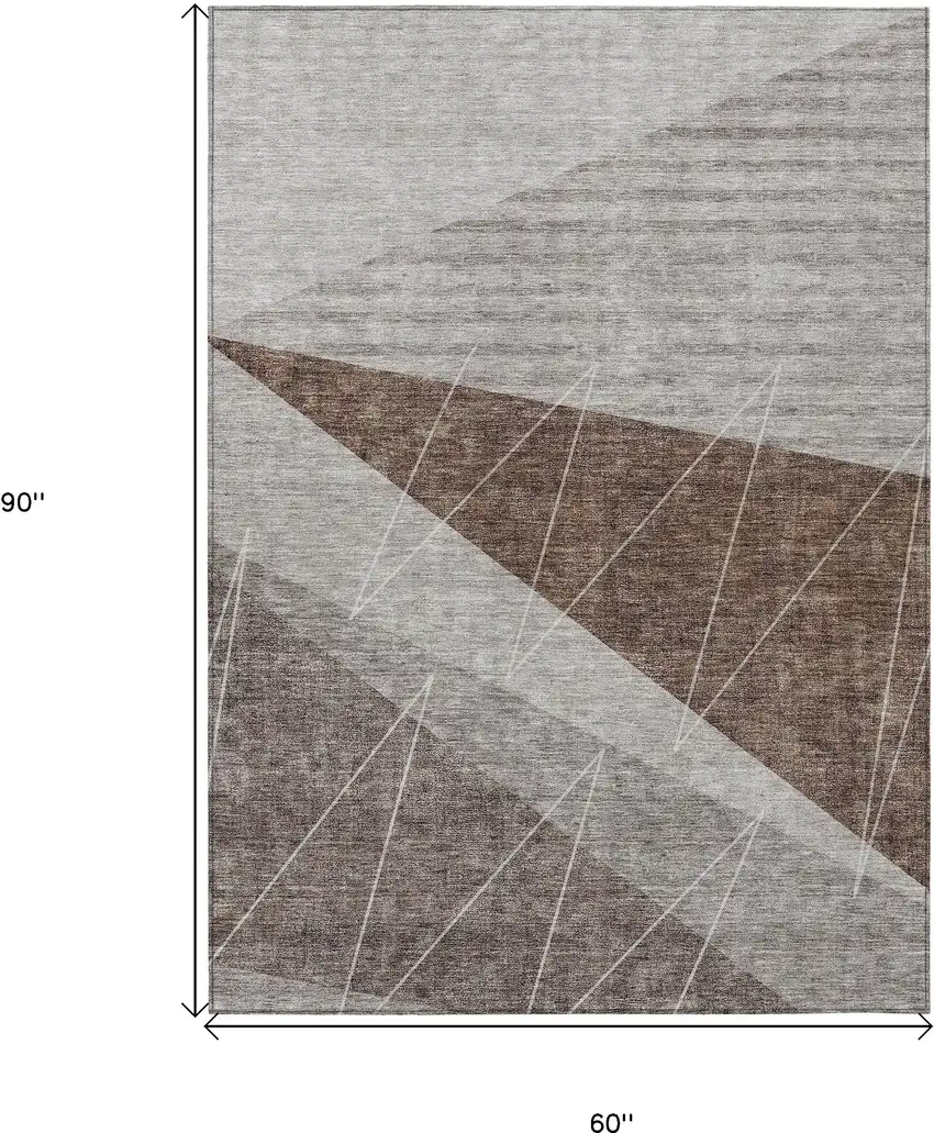 Gray Silver And Taupe Geometric Washable Indoor Outdoor Area Rug Photo 3