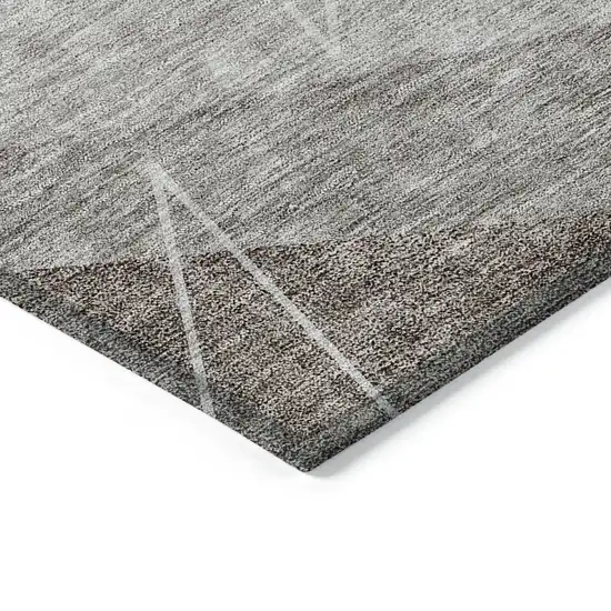 Gray Silver And Taupe Geometric Washable Indoor Outdoor Area Rug Photo 4