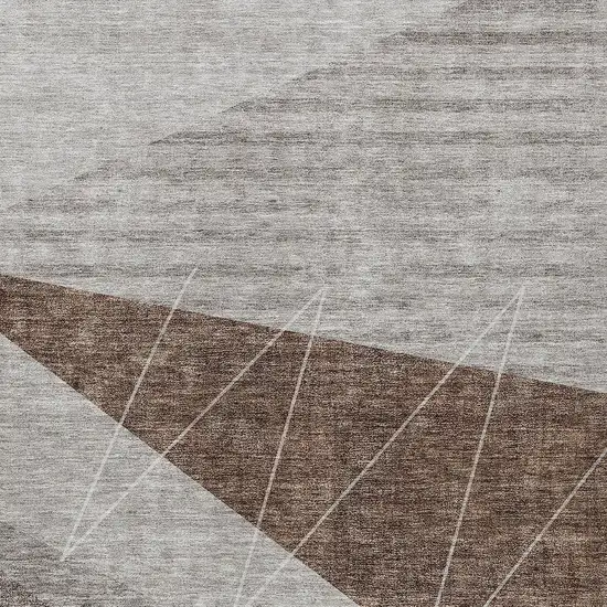 Gray Silver And Taupe Geometric Washable Indoor Outdoor Area Rug Photo 5