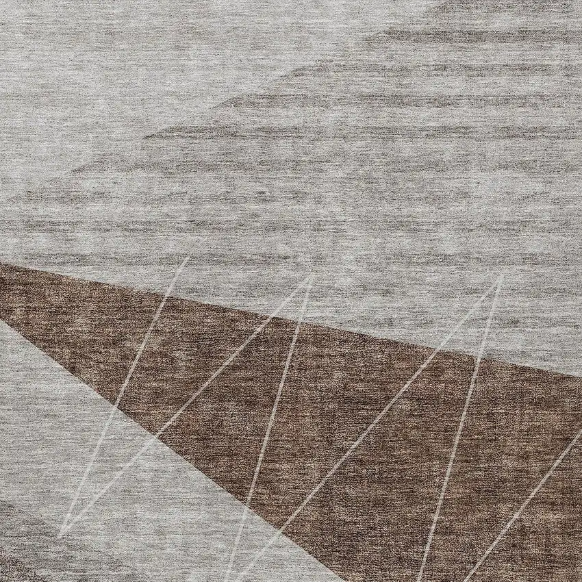 Gray Silver And Taupe Geometric Washable Indoor Outdoor Area Rug Photo 5