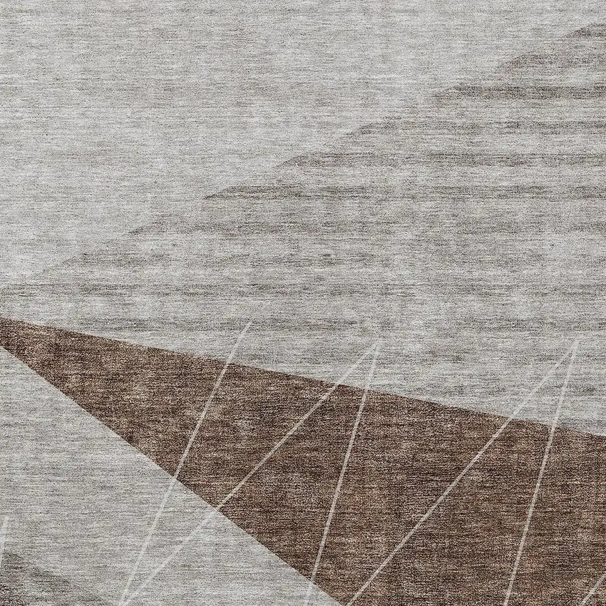 Gray Silver And Taupe Geometric Washable Indoor Outdoor Area Rug Photo 5