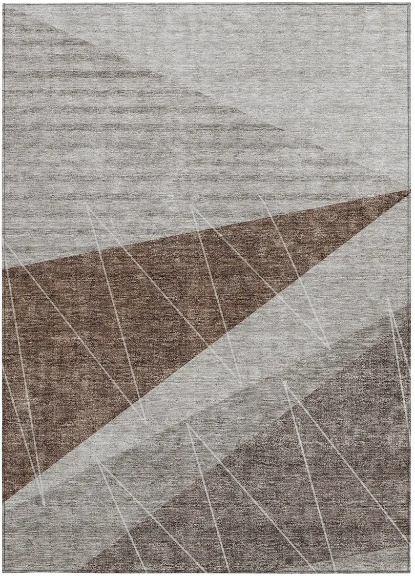 Gray Silver And Taupe Geometric Washable Indoor Outdoor Area Rug Photo 6