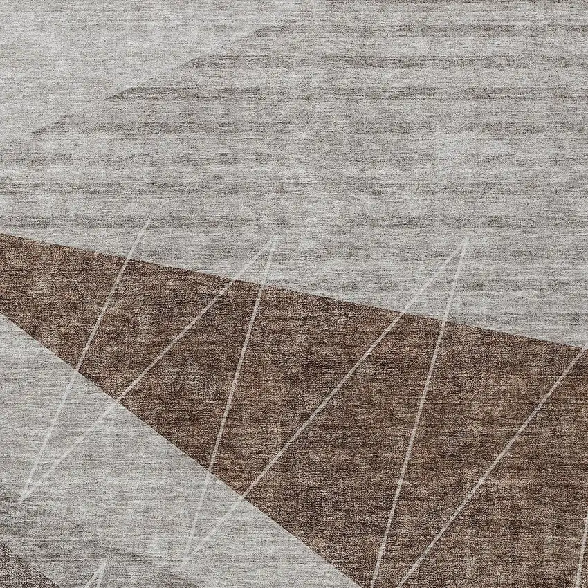 Gray Silver And Taupe Geometric Washable Indoor Outdoor Area Rug Photo 5