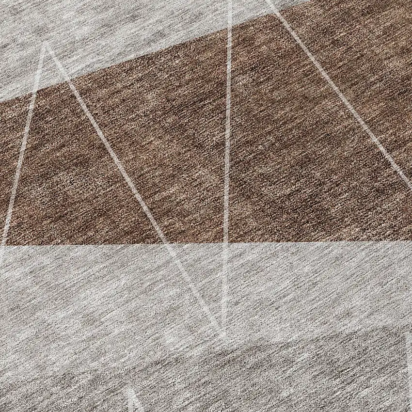 Gray Silver And Taupe Geometric Washable Indoor Outdoor Area Rug Photo 4