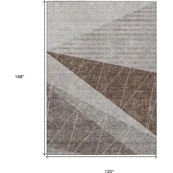 Gray Silver And Taupe Geometric Washable Indoor Outdoor Area Rug Photo 3