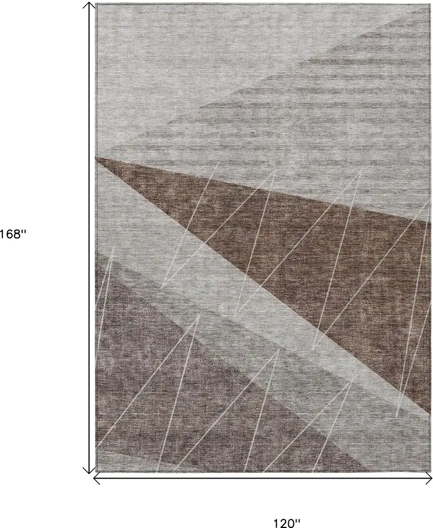 Gray Silver And Taupe Geometric Washable Indoor Outdoor Area Rug Photo 3