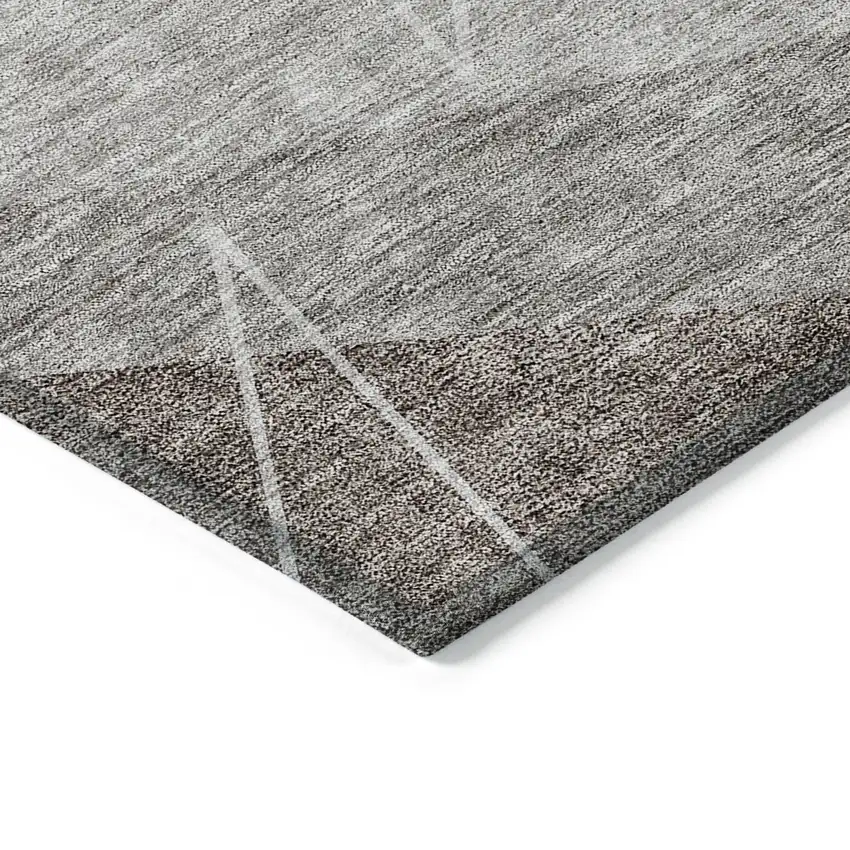 Gray Silver And Taupe Geometric Washable Indoor Outdoor Area Rug Photo 3