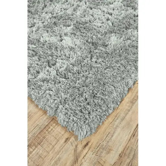 Gray Silver And Taupe Shag Tufted Handmade Stain Resistant Area Rug Photo 7