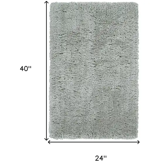 Gray Silver And Taupe Shag Tufted Handmade Stain Resistant Area Rug Photo 3