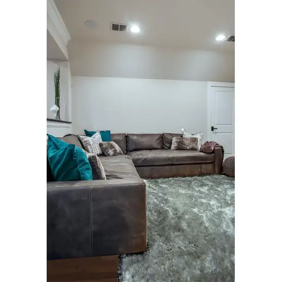 Gray Silver And Taupe Shag Tufted Handmade Stain Resistant Area Rug Photo 5