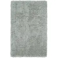Photo of Gray Silver And Taupe Shag Tufted Handmade Stain Resistant Area Rug