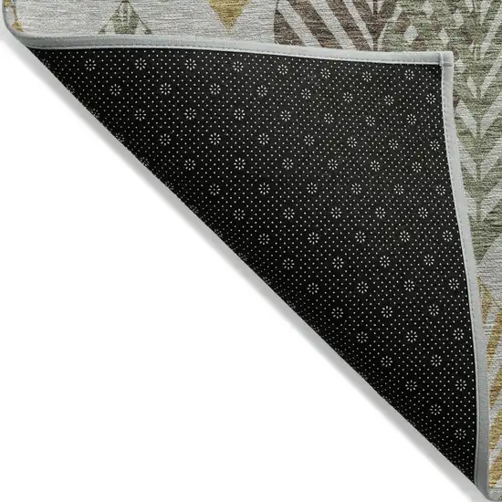 Gray Silver And Teal Blue Floral Washable Indoor Outdoor Area Rug Photo 3