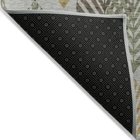 Gray Silver And Teal Blue Floral Washable Indoor Outdoor Area Rug Photo 3