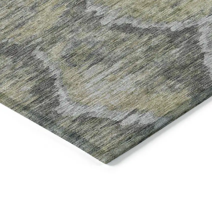 Gray Silver And Wheat Abstract Washable Indoor Outdoor Area Rug Photo 4