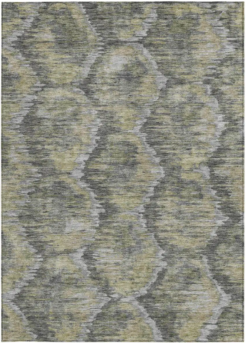 Gray Silver And Wheat Abstract Washable Indoor Outdoor Area Rug Photo 6