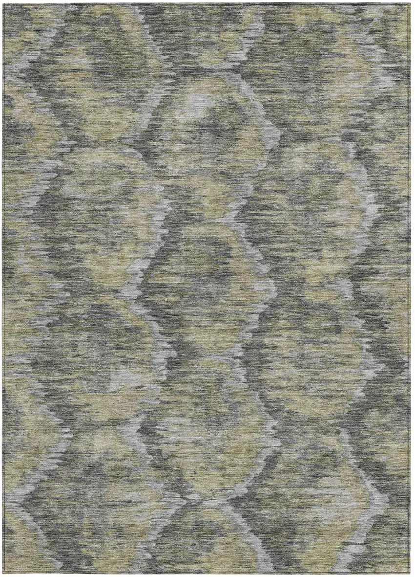 Gray Silver And Wheat Abstract Washable Indoor Outdoor Area Rug Photo 6