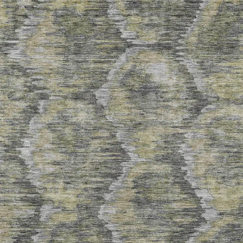 Gray Silver And Wheat Abstract Washable Indoor Outdoor Area Rug Photo 5