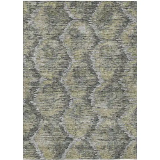 Gray Silver And Wheat Abstract Washable Indoor Outdoor Area Rug Photo 1
