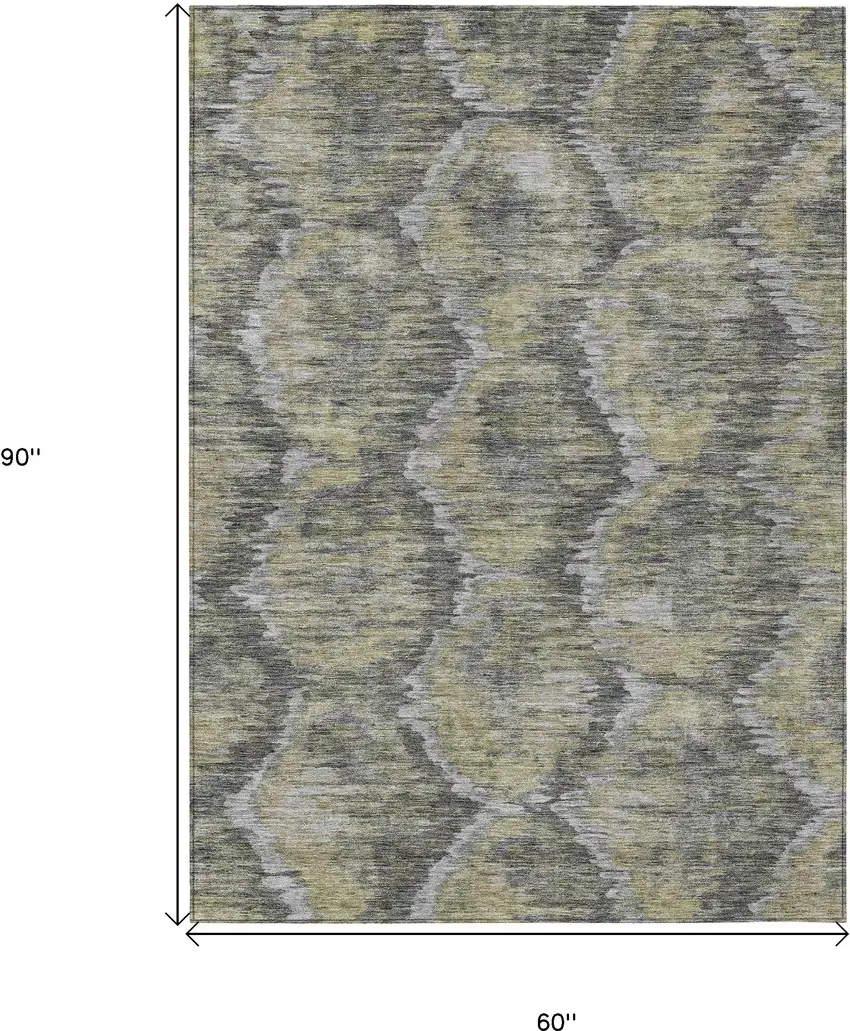 Gray Silver And Wheat Abstract Washable Indoor Outdoor Area Rug Photo 3