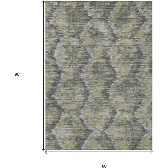 Gray Silver And Wheat Abstract Washable Indoor Outdoor Area Rug Photo 3