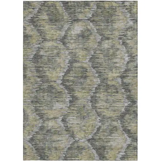 Gray Silver And Wheat Abstract Washable Indoor Outdoor Area Rug Photo 5