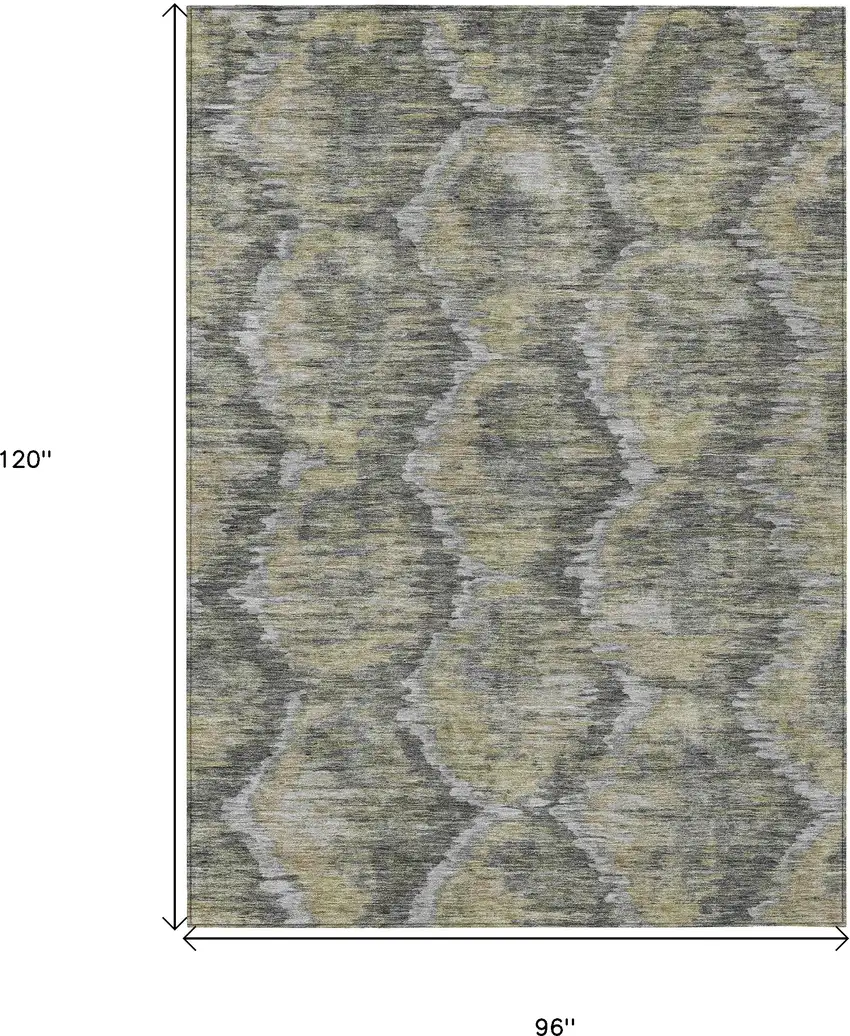 Gray Silver And Wheat Abstract Washable Indoor Outdoor Area Rug Photo 3