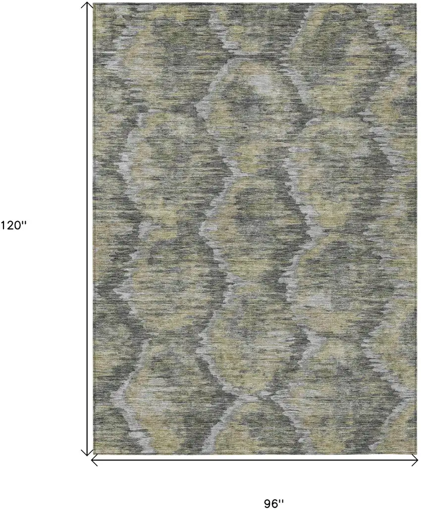 Gray Silver And Wheat Abstract Washable Indoor Outdoor Area Rug Photo 3