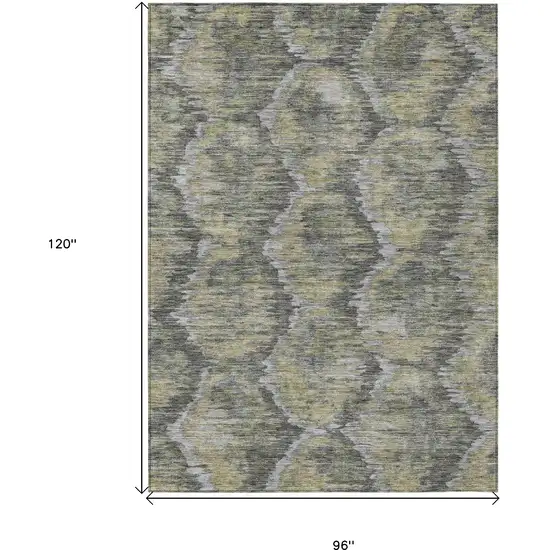 Gray Silver And Wheat Abstract Washable Indoor Outdoor Area Rug Photo 3