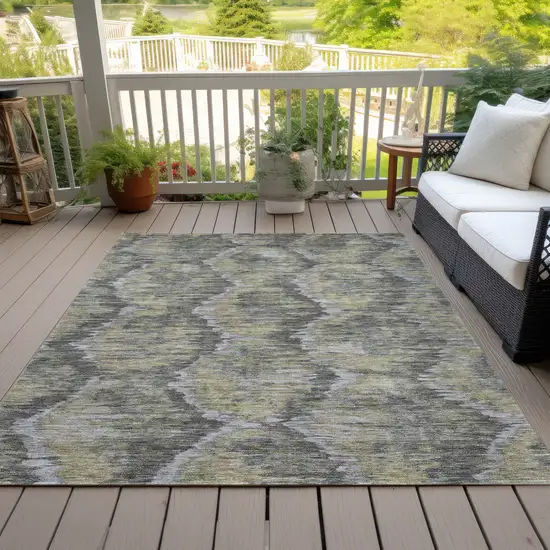 Gray Silver And Wheat Abstract Washable Indoor Outdoor Area Rug Photo 6