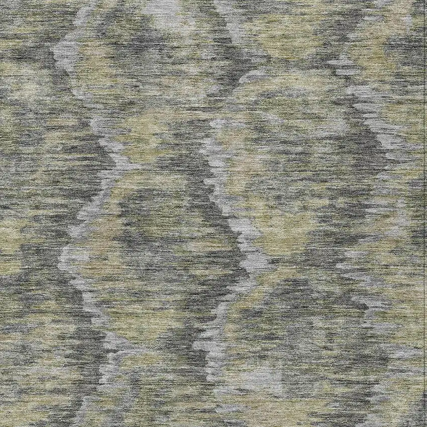Gray Silver And Wheat Abstract Washable Indoor Outdoor Area Rug Photo 4