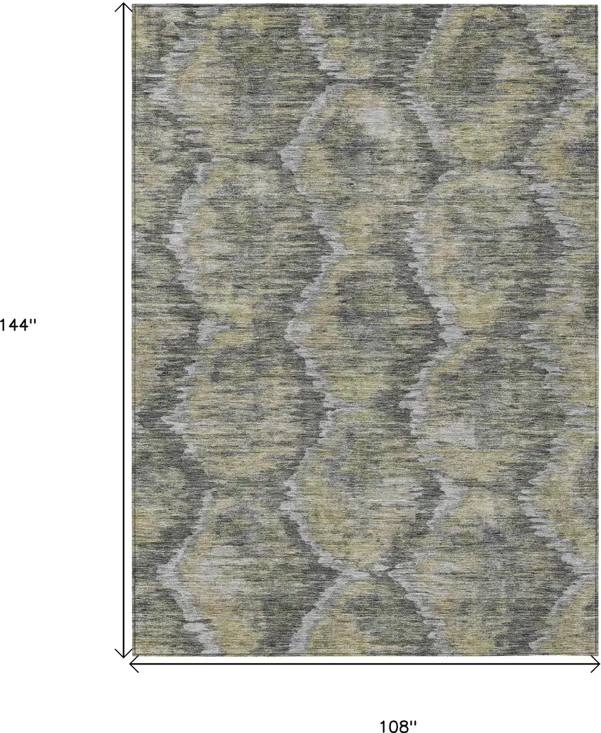 Gray Silver And Wheat Abstract Washable Indoor Outdoor Area Rug Photo 3