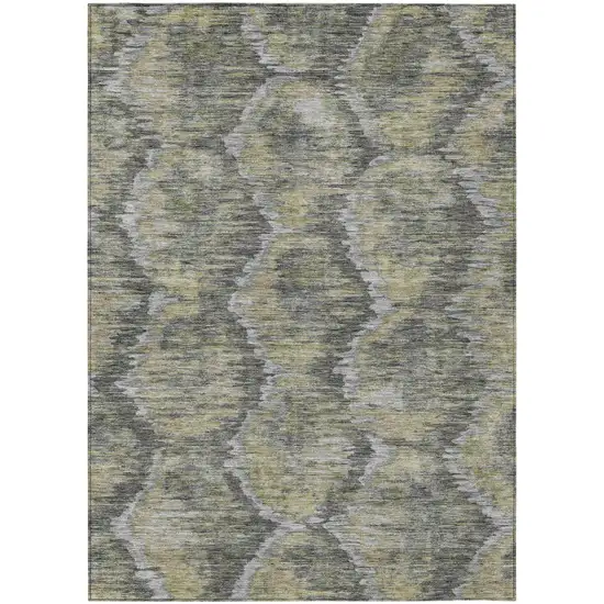 Gray Silver And Wheat Abstract Washable Indoor Outdoor Area Rug Photo 1