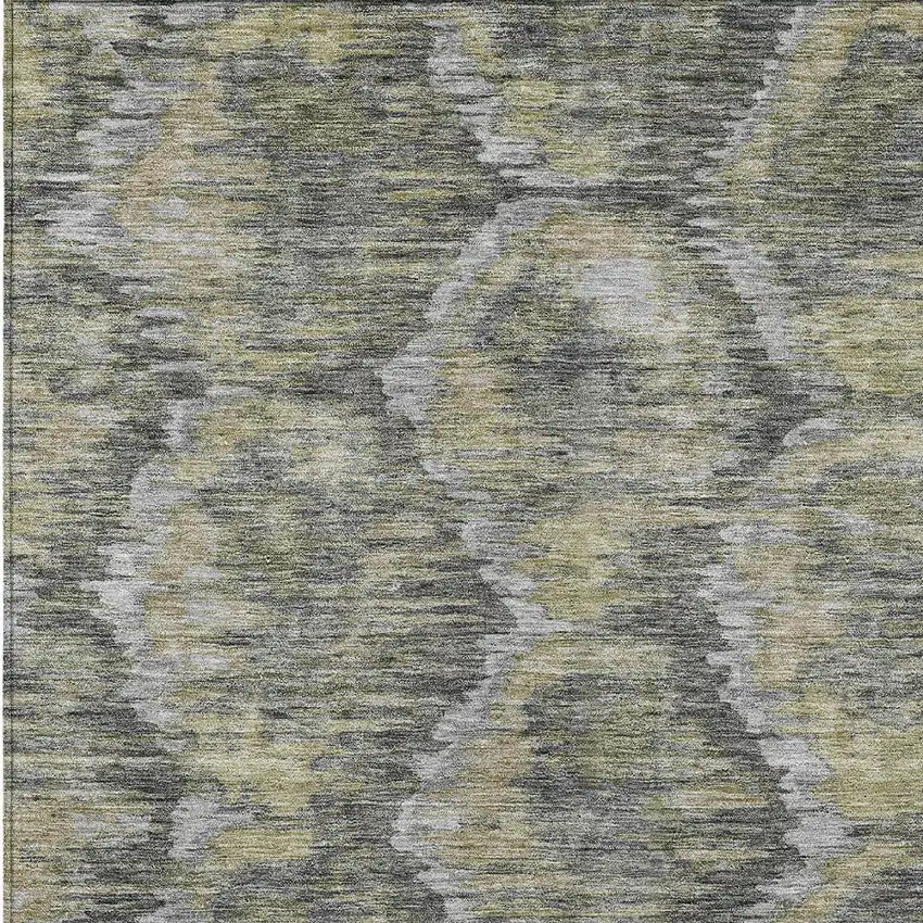 Gray Silver And Wheat Abstract Washable Indoor Outdoor Area Rug Photo 4