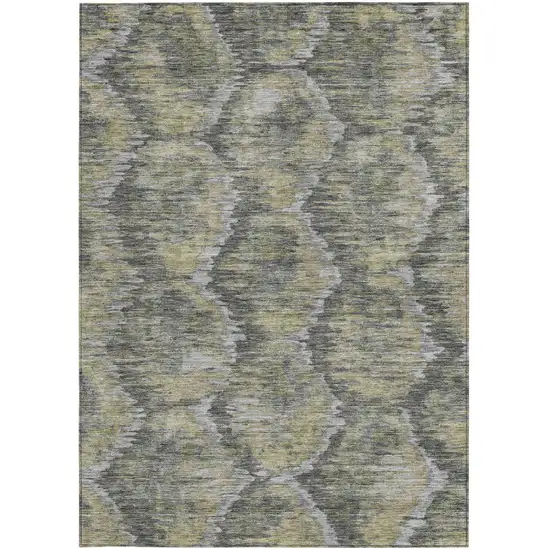 Gray Silver And Wheat Abstract Washable Indoor Outdoor Area Rug Photo 7