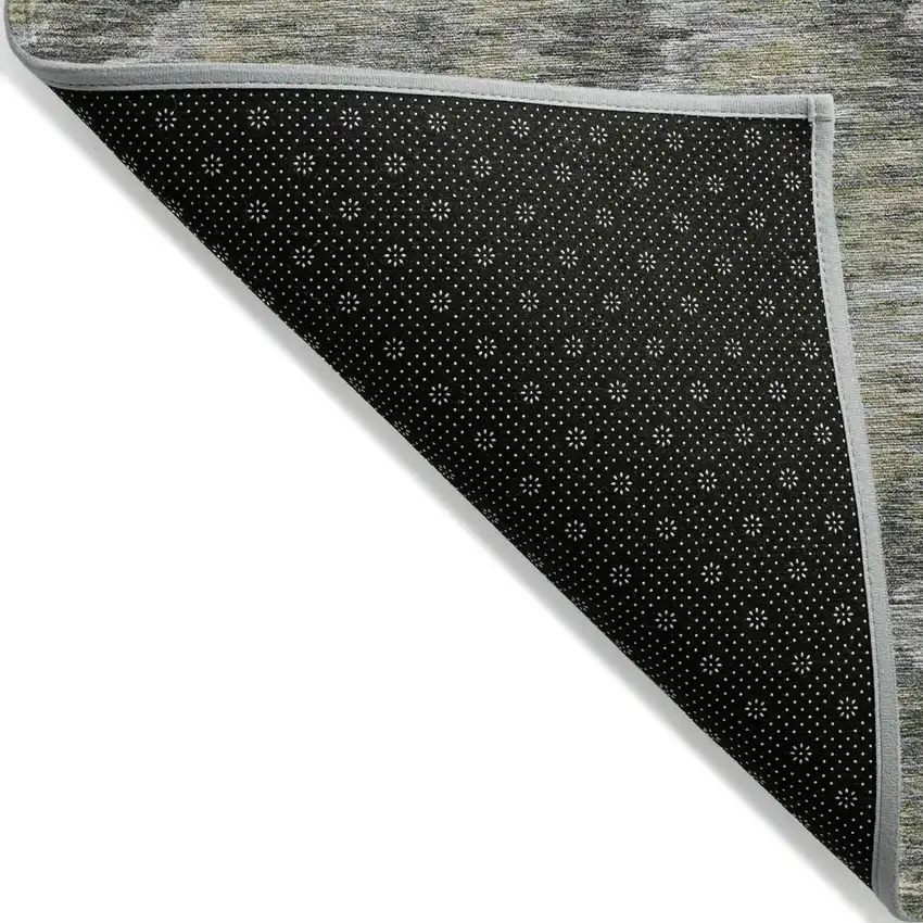 Gray Silver And Wheat Abstract Washable Indoor Outdoor Area Rug Photo 2