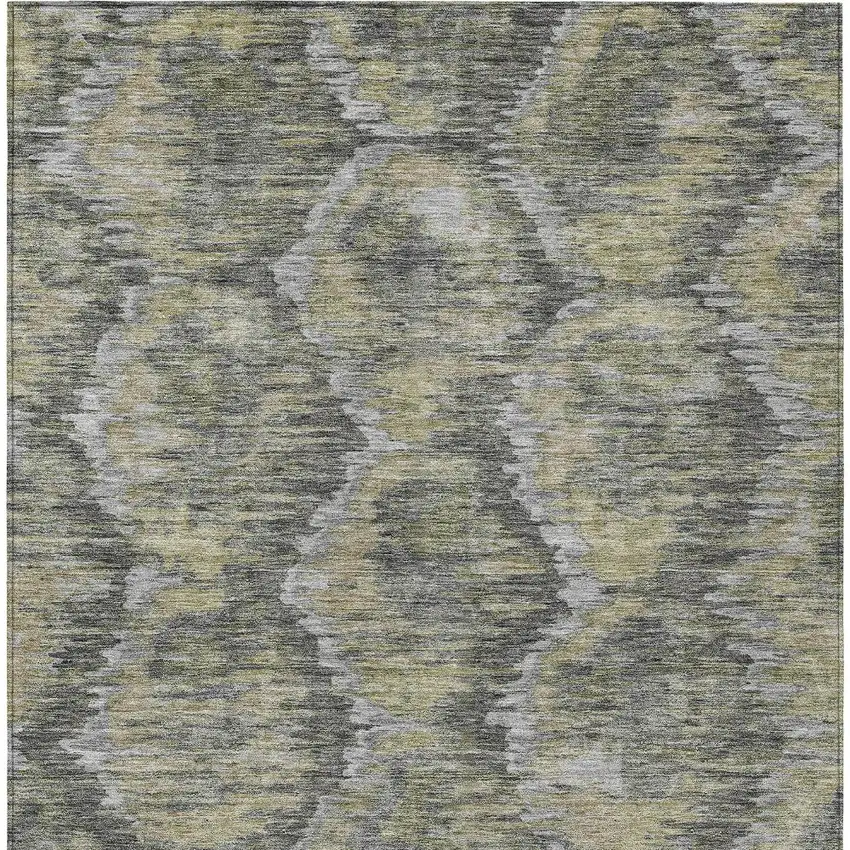 Gray Silver And Wheat Abstract Washable Indoor Outdoor Area Rug Photo 5
