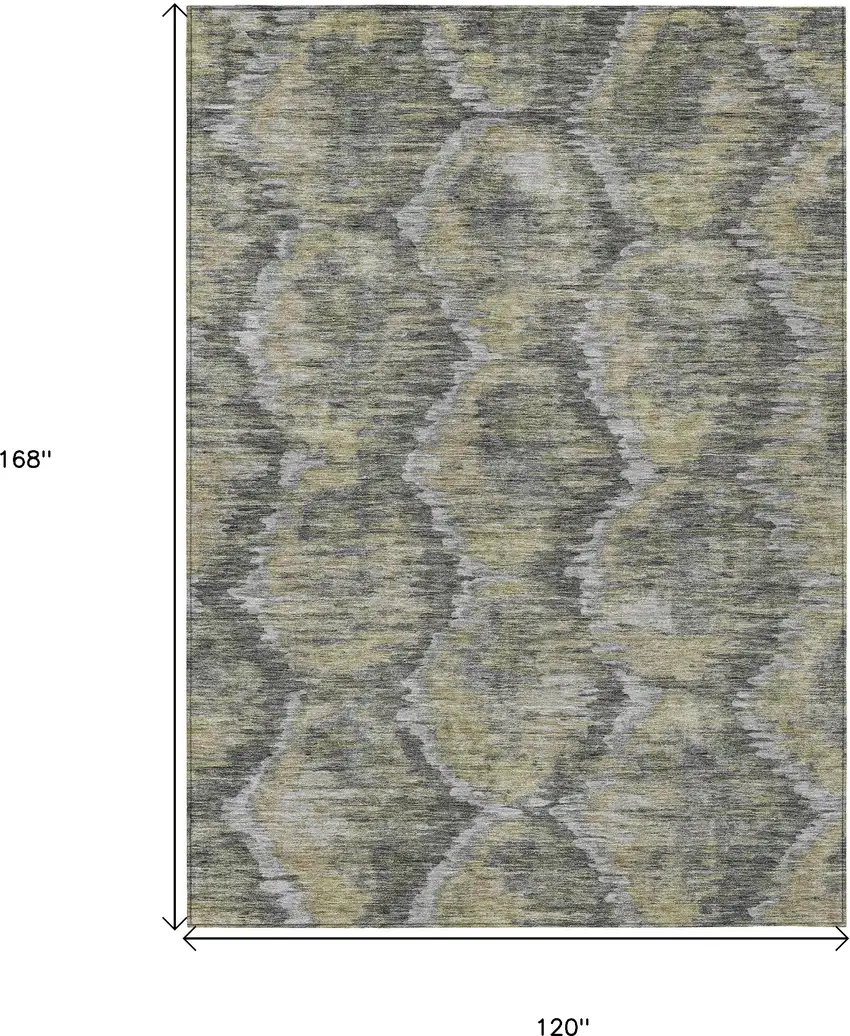 Gray Silver And Wheat Abstract Washable Indoor Outdoor Area Rug Photo 3