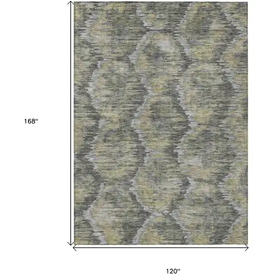 Gray Silver And Wheat Abstract Washable Indoor Outdoor Area Rug Photo 3