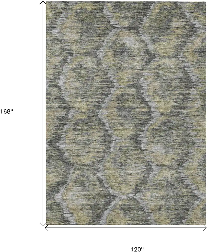 Gray Silver And Wheat Abstract Washable Indoor Outdoor Area Rug Photo 3