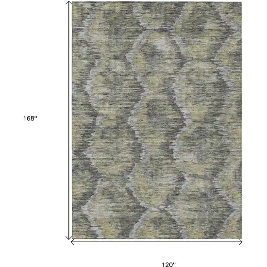 Gray Silver And Wheat Abstract Washable Indoor Outdoor Area Rug Photo 3