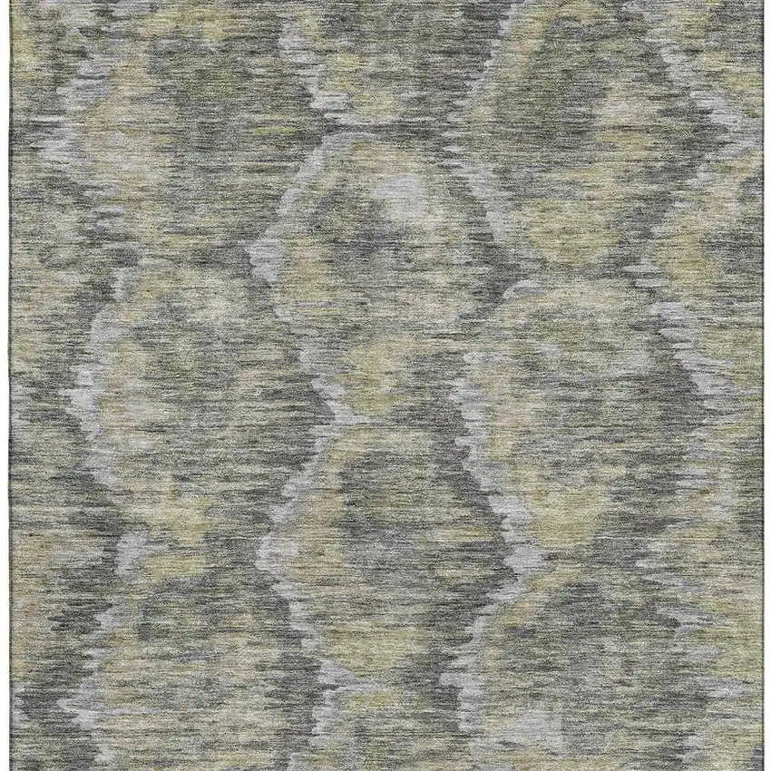 Gray Silver And Wheat Diamond Washable Area Rug With UV Protection Photo 4
