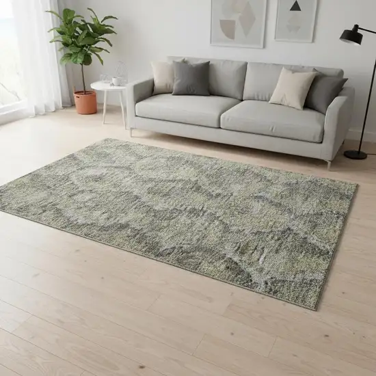 Gray Silver And Wheat Diamond Washable Area Rug With UV Protection Photo 2