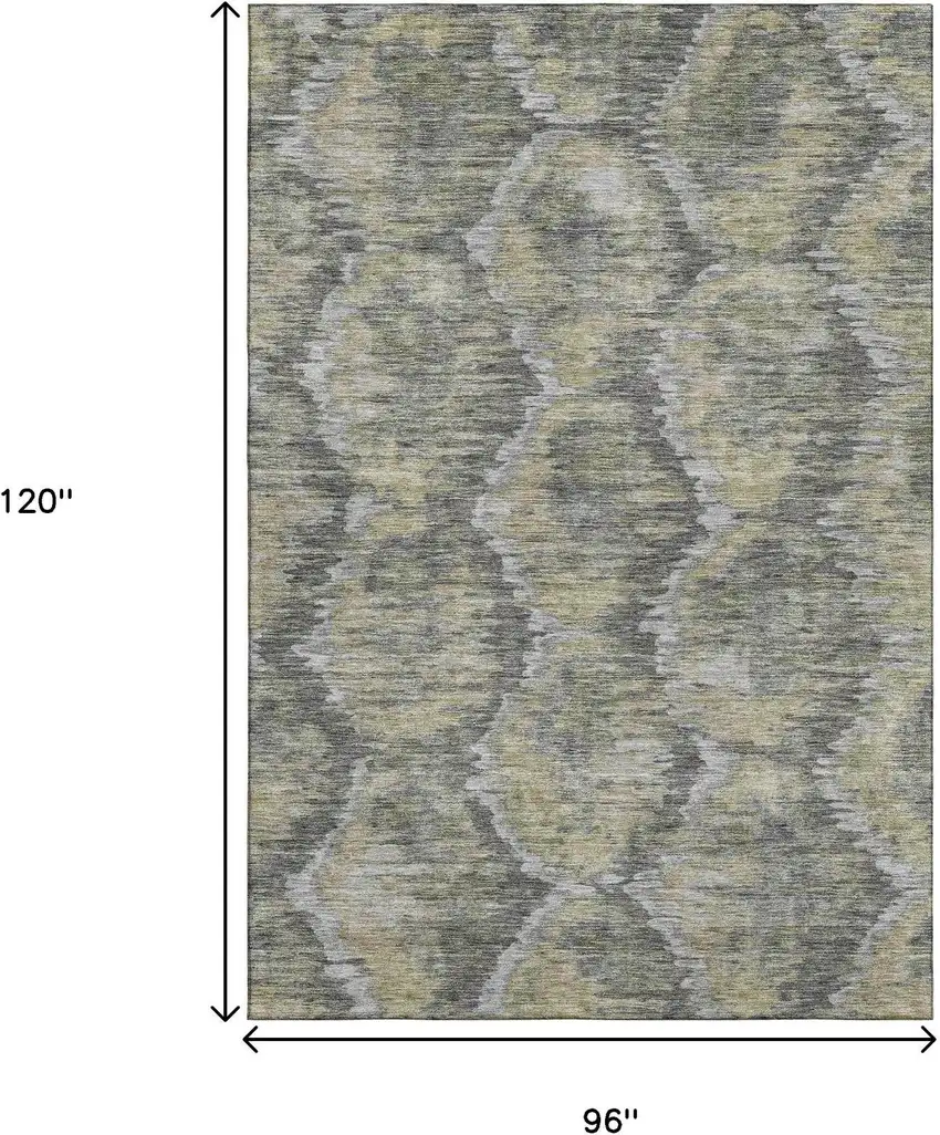 Gray Silver And Wheat Diamond Washable Area Rug With UV Protection Photo 9