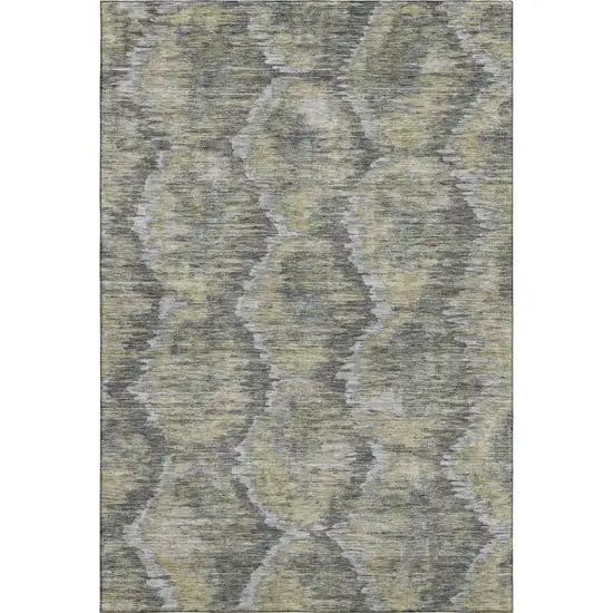 Gray Silver And Wheat Diamond Washable Area Rug With UV Protection Photo 1