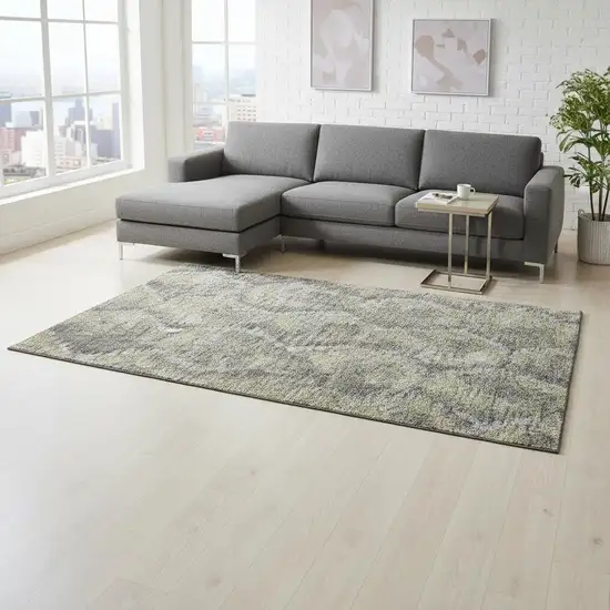 Gray Silver And Wheat Diamond Washable Area Rug With UV Protection Photo 2