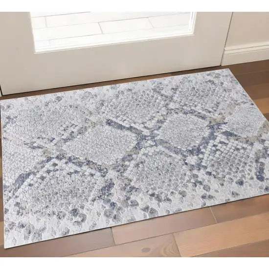 Gray Silver And Blue Geometric Area Rug Photo 1