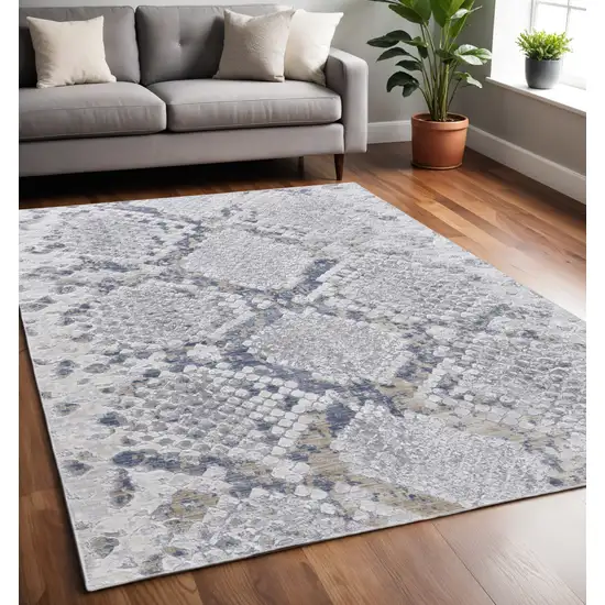 Gray Silver And Blue Geometric Area Rug Photo 1