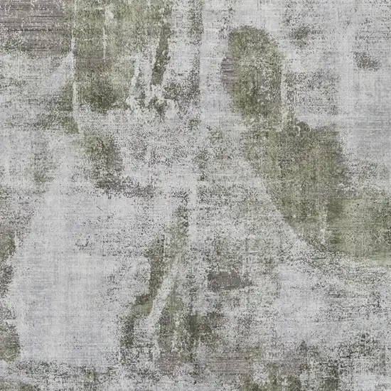 Gray Silver and Green Ikat Power Loom Area Rug With Fringe Photo 9