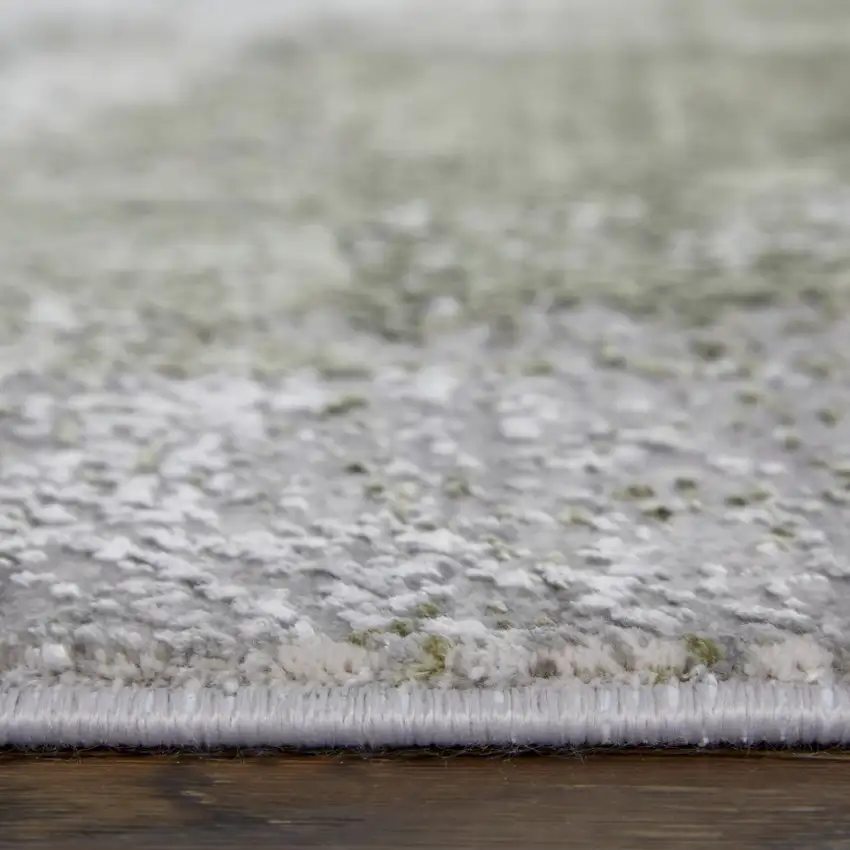 Gray Silver and Green Ikat Power Loom Area Rug With Fringe Photo 8