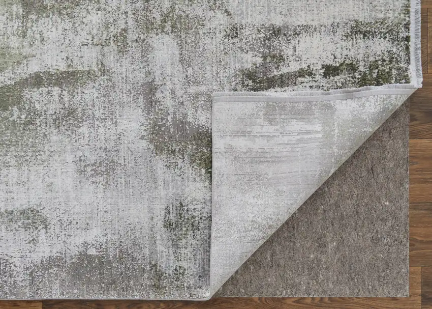 Gray Silver and Green Ikat Power Loom Area Rug With Fringe Photo 5